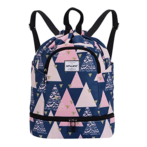 HAWEE Wasserdicht Kordelzug Rucksack mit Innentasche Groß Turnbeutel Kordelzug Tagesrucksack Tunnelzug Tasche Sporttasche Unisex für Frauen Männer Reise Alltag Schule Outdoor Yoga Schwimmen Strand von HAWEE