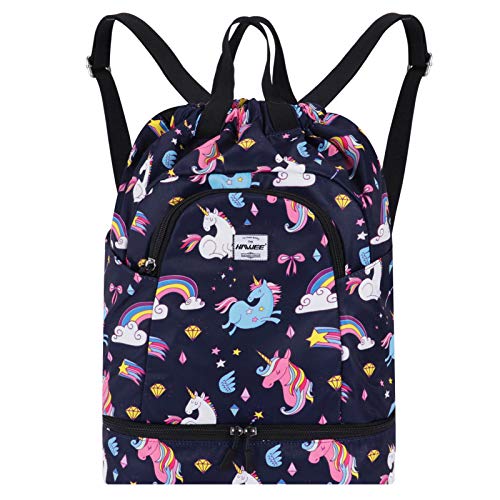 HAWEE Wasserdicht Kordelzug Rucksack mit Innentasche Groß Turnbeutel Kordelzug Tagesrucksack Tunnelzug Tasche Sporttasche Unisex für Frauen Männer Reise Alltag Schule Outdoor Yoga Schwimmen Strand von HAWEE