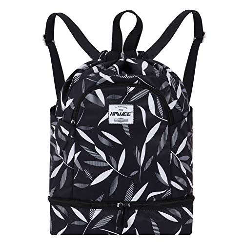 HAWEE Wasserdicht Kordelzug Rucksack mit Innentasche Groß Turnbeutel Kordelzug Tagesrucksack Tunnelzug Tasche Sporttasche Unisex für Frauen Männer Reise Alltag Schule Outdoor Yoga Schwimmen Strand von HAWEE