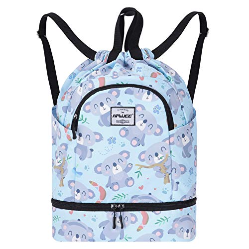 HAWEE Wasserdicht Kordelzug Rucksack mit Innentasche Groß Turnbeutel Kordelzug Tagesrucksack Tunnelzug Tasche Sporttasche Unisex für Frauen Männer Reise Alltag Schule Outdoor Yoga Schwimmen Strand von HAWEE