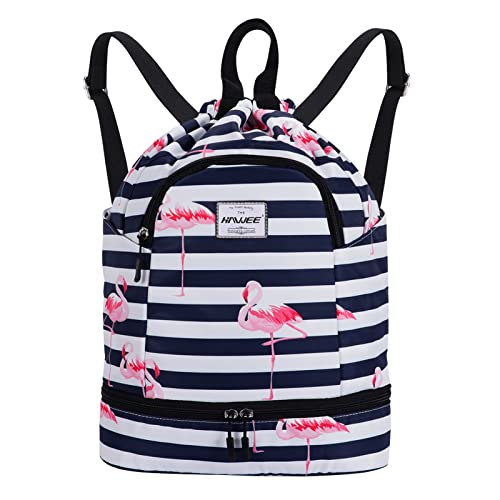 HAWEE Wasserdicht Kordelzug Rucksack mit Innentasche Groß Turnbeutel Kordelzug Tagesrucksack Tunnelzug Tasche Sporttasche Unisex für Frauen Männer Reise Alltag Schule Outdoor Yoga Schwimmen Strand von HAWEE