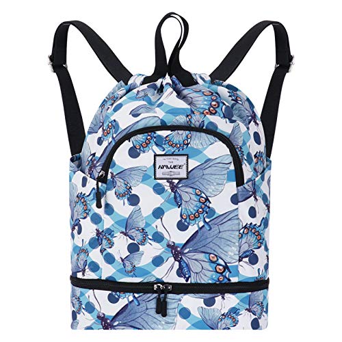 HAWEE Wasserdicht Kordelzug Rucksack mit Innentasche Groß Turnbeutel Kordelzug Tagesrucksack Tunnelzug Tasche Sporttasche Unisex für Frauen Männer Reise Alltag Schule Outdoor Yoga Schwimmen Strand von HAWEE