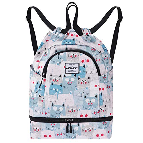 HAWEE Wasserdicht Kordelzug Rucksack mit Innentasche Groß Turnbeutel Kordelzug Tagesrucksack Tunnelzug Tasche Sporttasche Unisex für Frauen Männer Reise Alltag Schule Outdoor Yoga Schwimmen Strand von HAWEE