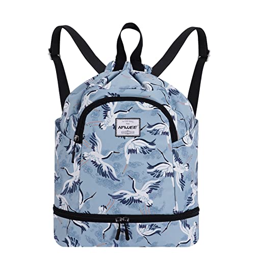 HAWEE Wasserdicht Kordelzug Rucksack mit Innentasche Groß Turnbeutel Kordelzug Tagesrucksack Tunnelzug Tasche Sporttasche Unisex für Frauen Männer Reise Alltag Schule Outdoor Yoga Schwimmen Strand von HAWEE