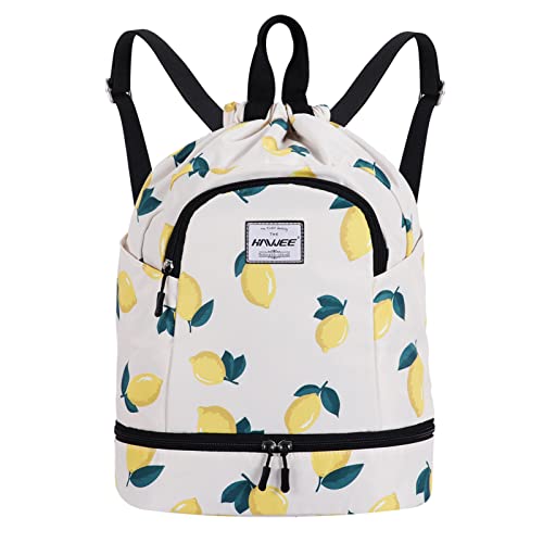 HAWEE Wasserdicht Kordelzug Rucksack mit Innentasche Groß Turnbeutel Kordelzug Tagesrucksack Tunnelzug Tasche Sporttasche Unisex für Frauen Männer Reise Alltag Schule Outdoor Yoga Schwimmen Strand von HAWEE