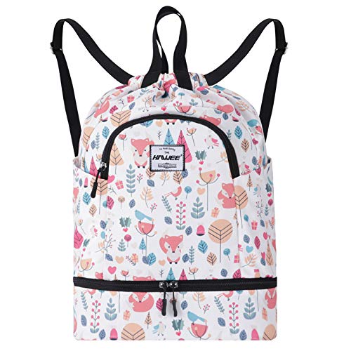 HAWEE Wasserdicht Kordelzug Rucksack mit Innentasche Groß Turnbeutel Kordelzug Tagesrucksack Tunnelzug Tasche Sporttasche Unisex für Frauen Männer Reise Alltag Schule Outdoor Yoga Schwimmen Strand von HAWEE