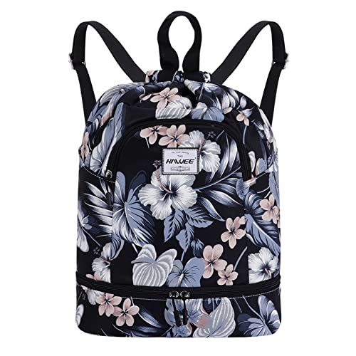 HAWEE Wasserdicht Kordelzug Rucksack mit Innentasche Groß Turnbeutel Kordelzug Tagesrucksack Tunnelzug Tasche Sporttasche Unisex für Frauen Männer Reise Alltag Schule Outdoor Yoga Schwimmen Strand von HAWEE