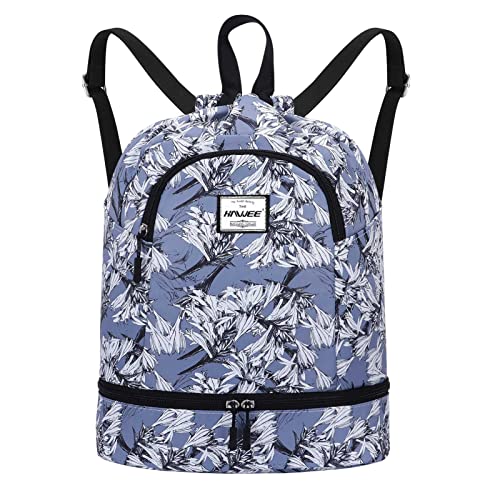 HAWEE Wasserdicht Kordelzug Rucksack mit Innentasche Groß Turnbeutel Kordelzug Tagesrucksack Tunnelzug Tasche Sporttasche Unisex für Frauen Männer Reise Alltag Schule Outdoor Yoga Schwimmen Strand von HAWEE