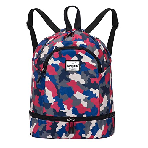 HAWEE Wasserdicht Kordelzug Rucksack mit Innentasche Groß Turnbeutel Kordelzug Tagesrucksack Tunnelzug Tasche Sporttasche Unisex für Frauen Männer Reise Alltag Schule Outdoor Yoga Schwimmen Strand von HAWEE