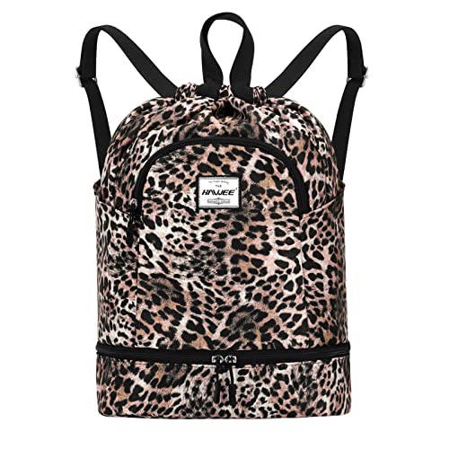 HAWEE Wasserdicht Kordelzug Rucksack mit Innentasche Groß Turnbeutel Kordelzug Tagesrucksack Tunnelzug Tasche Sporttasche Unisex für Frauen Männer Reise Alltag Schule Outdoor Yoga Schwimmen Strand von HAWEE