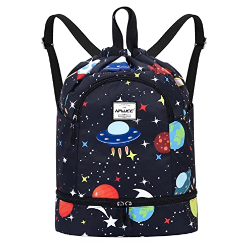 HAWEE Wasserdicht Kordelzug Rucksack mit Innentasche Groß Turnbeutel Kordelzug Tagesrucksack Tunnelzug Tasche Sporttasche Unisex für Frauen Männer Reise Alltag Schule Outdoor Yoga Schwimmen Strand von HAWEE