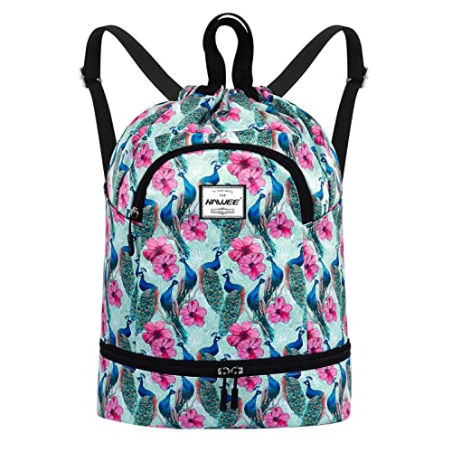 HAWEE Wasserdicht Kordelzug Rucksack mit Innentasche Groß Turnbeutel Kordelzug Tagesrucksack Tunnelzug Tasche Sporttasche Unisex für Frauen Männer Reise Alltag Schule Outdoor Yoga Schwimmen Strand von HAWEE