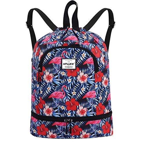 HAWEE Wasserdicht Kordelzug Rucksack mit Innentasche Groß Turnbeutel Kordelzug Tagesrucksack Tunnelzug Tasche Sporttasche Unisex für Frauen Männer Reise Alltag Schule Outdoor Yoga Schwimmen Strand von HAWEE