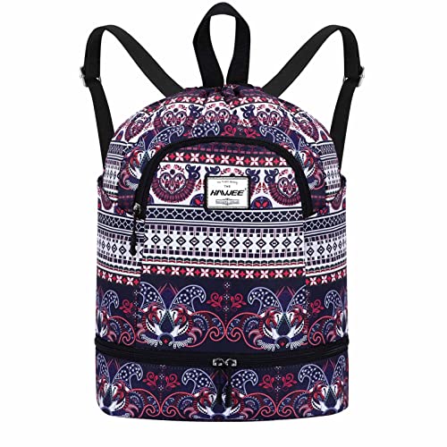 HAWEE Wasserdicht Kordelzug Rucksack mit Innentasche Groß Turnbeutel Kordelzug Tagesrucksack Tunnelzug Tasche Sporttasche Unisex für Frauen Männer Reise Alltag Schule Outdoor Yoga Schwimmen Strand von HAWEE