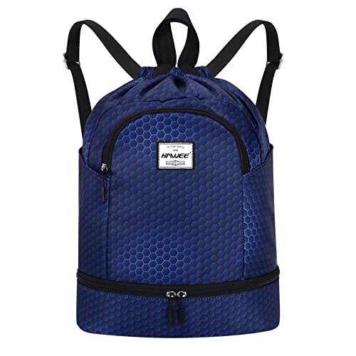 HAWEE Wasserdicht Kordelzug Rucksack mit Innentasche Groß Turnbeutel Kordelzug Tagesrucksack Tunnelzug Tasche Sporttasche Unisex für Frauen Männer Reise Alltag Schule Outdoor Yoga Schwimmen Strand von HAWEE