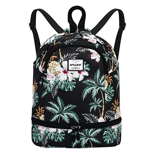 HAWEE Wasserdicht Kordelzug Rucksack mit Innentasche Groß Turnbeutel Kordelzug Tagesrucksack Tunnelzug Tasche Sporttasche Unisex für Frauen Männer Reise Alltag Schule Outdoor Yoga Schwimmen Strand von HAWEE