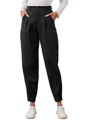HAWILAND Anzughose Damen Business Casual Jogginghose Lang High Waist Elegant locker Freizeithose Büro Outfit Herbst Frühling Schwarz M von HAWILAND