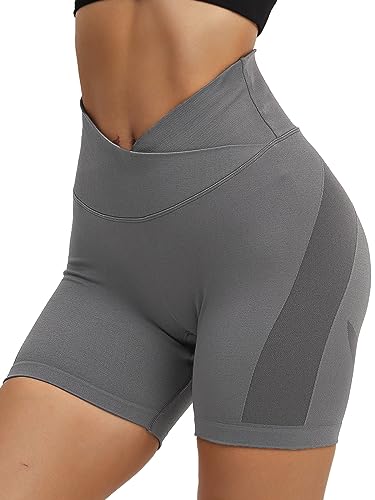 HAWILAND Booty Sportshorts Damen - Scrunch Butt Leggings Kurz Po Push Up Seamless Kurze Leggins High Waist Sport Shorts für Gym Workout Fitness #4 Dunkelgrau L von HAWILAND