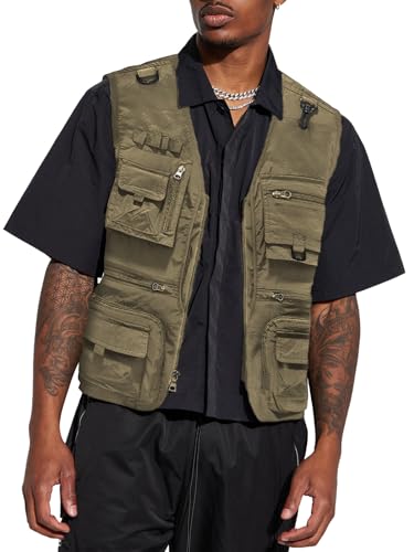 HAWILAND Safari Weste Herren mit Vielen Taschen Freizeit Ärmellose Weste Sommer Leichte Outdoor Anglerweste Khaki XXL von HAWILAND