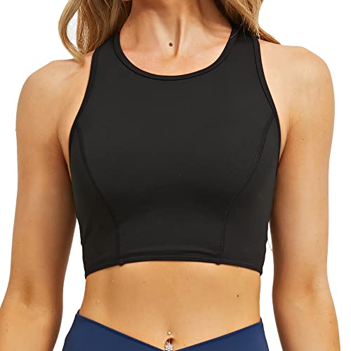 HAWILAND Sport BH Damen Gepolstert Crossback Bustier ohne Bügel Spaghettiträger Verkreutzt Bra für Gym Workout Tennis Yoga #1 Schwarz S von HAWILAND