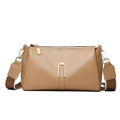 Crossbody Bag Damen Breiter Gurt, Kleine Umhängetasche Damen Handtasche Veganes Leder Retro Schultertasche Moderne Taschen mit Breitem Schultergurt (Khaki) von HAWILL