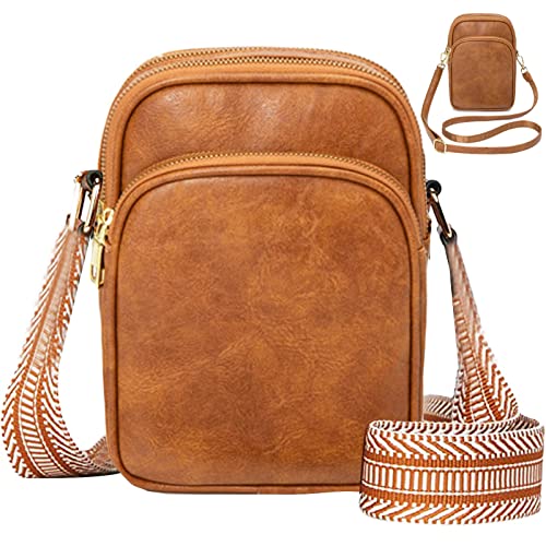 HAWILL® Damen Handytasche zum Umhängen Kleine Umhängetasche Damen Breiter Gurt Elegante Crossbody Bag 3 Schichten Moderne Taschen für iPhone 14/14 Plus/13/12/11/XR von HAWILL