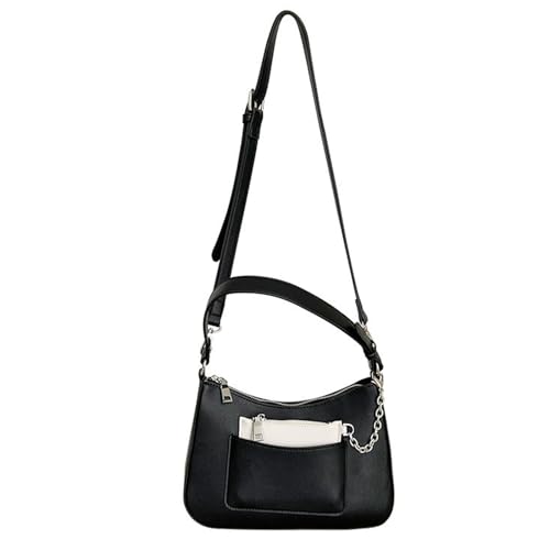 HAWILL® Halbmond Umhängetasche Damen Kleine Crossbody Bag Stilvoll Schultertasche Leder Handtasche zum Umhängen Crossover Bag Tasche mit Münzgeldbörse (Schwarz) von HAWILL