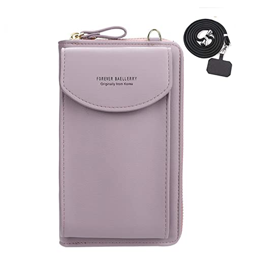 HAWILL® Handytasche zum Umhängen Damen Handy Umhängetasche Klein Geldbörse Leder Crossbody Schultertasche Handy Portemonnaie mit Handyfach Mini Tasche für iPhone 14 13 Pro max Bis zu 6.9" (Lila) von HAWILL