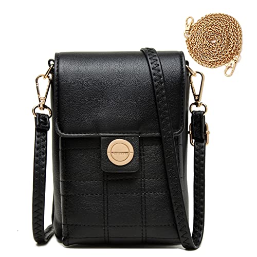 HAWILL® Kleine Umhängetasche Crossbody Bag Damen Mode Handytasche zum Umhängetasche Weich PU Leder Handtaschen für iPhone 14 Pro Max/13/12/11 unter 6.7 Zoll (Schwarz) von HAWILL