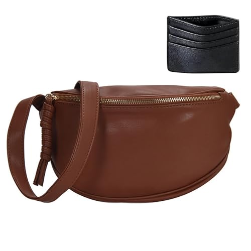 HAWILL® Umhängetasche Damen Kleine Bauchtasche Damen Stylische Crossbody Bag Leder Schultertasche Wasserdicht Moderne Taschen für Reisen, Einkaufen, Arbeit (Kaffee) von HAWILL