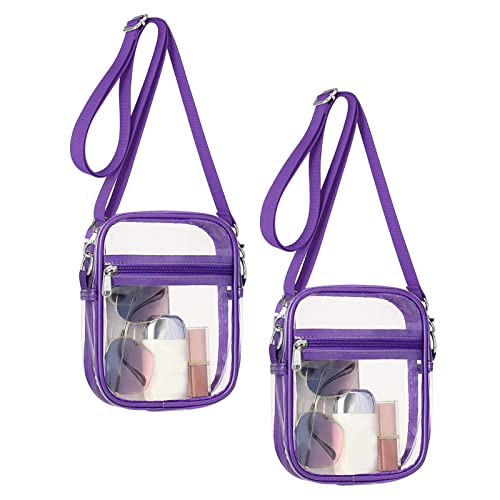 HAWILL 2 Stück Klein Transparente Tasche Stadion Approved Crossbody Bag Damen Durchsichtige Wasserdicht Handtasche für Konzerte, Arbeit, Festivals (Lila) von HAWILL