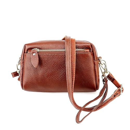 HAWILL Crossbody Bag Damen Umhängetasche Kleine Tasche zum Umhängen Retro Schultertasche Echtes Leder Tasche mit Abnehmbarem Schultergurt (Braun) von HAWILL