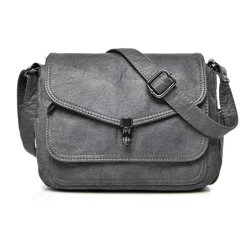 HAWILL Crossbody Bag Damen Umhängetasche Leder Handytache zum Umhängen Kleine Handy Umhängetasche Moderne Taschen Vintage Klein Bag mit Verstellbar Schultergurt (Grau) von HAWILL