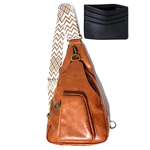 HAWILL Damen Crossbody Bag mit Breiter Gurt Klein Umhängetasche Leder Brusttasche Vintage Schultertasche Tasche Moderne Hüfttaschen für iPhone 14/14 Pro Max/13/12/11/XR von HAWILL