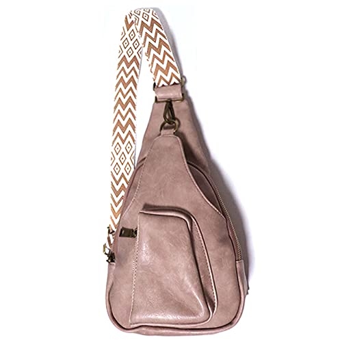 HAWILL Damen Crossbody Bag mit Breiter Gurt Klein Umhängetasche Leder Brusttasche Vintage Schultertasche Tasche Moderne Hüfttaschen für iPhone 14/14 Pro Max/13/12/11/XR von HAWILL