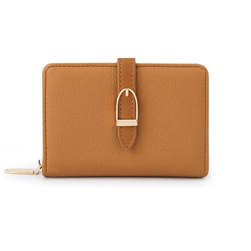 HAWILL Geldbeutel Damen Klein Geldbörse Damen PU Leder Mini Portemonnaie mit Münzfach und 6 Kartenfächern Gross Kapazität Kleines Portemonnaie Damen Viele Fächer (Braun) von HAWILL