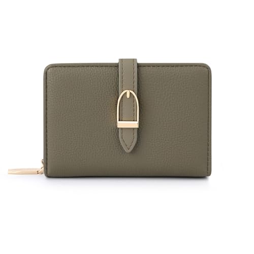 HAWILL Geldbeutel Damen Klein Geldbörse Damen PU Leder Mini Portemonnaie mit Münzfach und 6 Kartenfächern Gross Kapazität Kleines Portemonnaie Damen Viele Fächer (Grün) von HAWILL