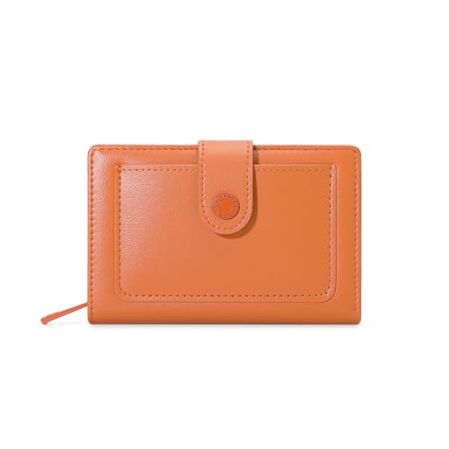 HAWILL Geldbörse Damen Klein Geldbeutel Damen PU Leder Mini Portemonnaie mit Münzfach und 6 Kartenfächern Elegante und Süße Damen Geldbeutel mit Großes Münzfach (Orange) von HAWILL