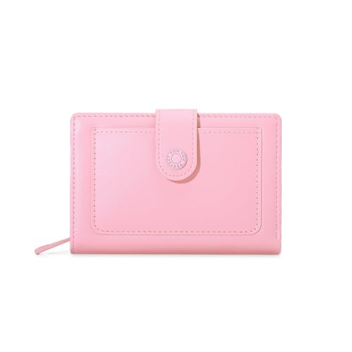 HAWILL Geldbörse Damen Klein Geldbeutel Damen PU Leder Mini Portemonnaie mit Münzfach und 6 Kartenfächern Elegante und Süße Damen Geldbeutel mit Großes Münzfach (Rosa) von HAWILL