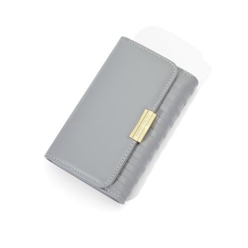 HAWILL Geldbörse Damen Portemonnaie Klein im Kurzformat Geldbeutel Glattem und Weichem Leder Portmonee Viele Fächer Große Kapazität mit 6 Kartenfächer Reißverschluss Münzfach für Geburtstag (Grau) von HAWILL