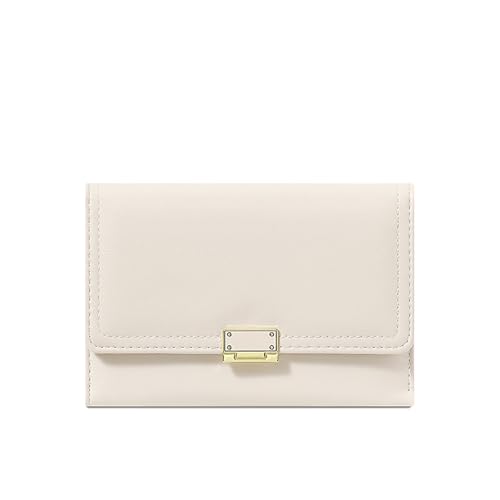 HAWILL Geldbörse Damen klein Geldbeutel Damen PU Leder Portemonnaie mit Münzfach und 8 Kartenfächern Gross Kapazität Kleines Portemonnaie Damen Viele Fächer (Beige) von HAWILL