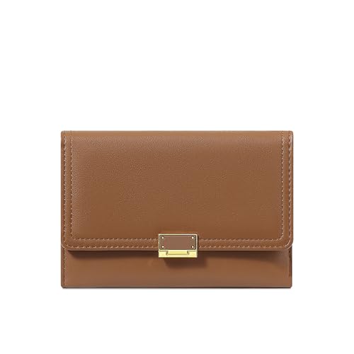 HAWILL Geldbörse Damen klein Geldbeutel Damen PU Leder Portemonnaie mit Münzfach und 8 Kartenfächern Gross Kapazität Kleines Portemonnaie Damen Viele Fächer (Braun) von HAWILL