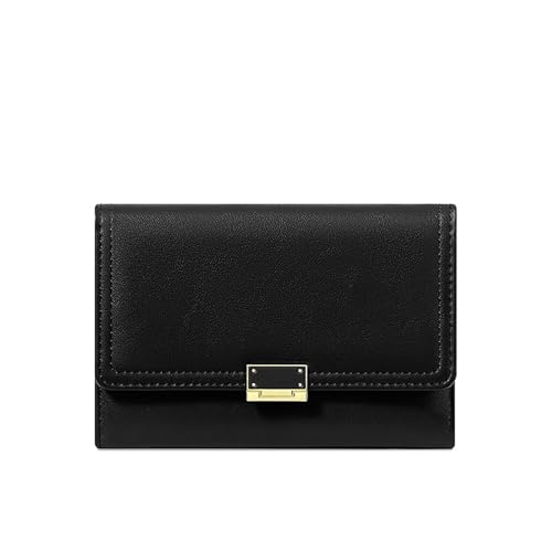 HAWILL Geldbörse Damen klein Geldbeutel Damen PU Leder Portemonnaie mit Münzfach und 8 Kartenfächern Gross Kapazität Kleines Portemonnaie Damen Viele Fächer (Schwarz) von HAWILL