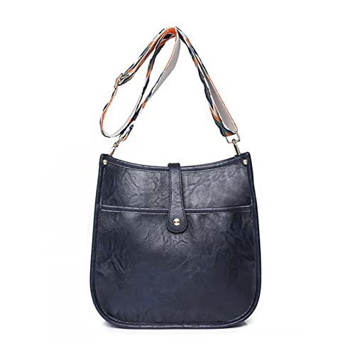 HAWILL Klein Umhängetasche Damen Crossbody Bag Leder Schultertasche mit Breiter Gurt Mode Clutch für iPhone 14/14 Pro Max/13/12/11/XR (Marineblau) von HAWILL