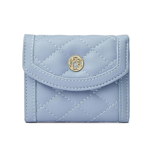 HAWILL Kleine Geldbörse Damen Portemonnaie Klein und im Kurzformat Geldbeutel Mini Brieftasche Leder Mode Linge Kartenetui mit 7 Kartenfächer und 1 Reißverschlüsse Münzfach (Blau) von HAWILL