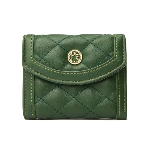 HAWILL Kleine Geldbörse Damen Portemonnaie Klein und im Kurzformat Geldbeutel Mini Brieftasche Leder Mode Linge Kartenetui mit 7 Kartenfächer und 1 Reißverschlüsse Münzfach (Grün) von HAWILL