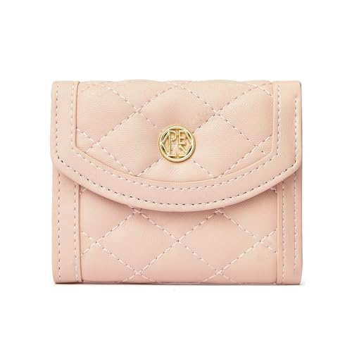 HAWILL Kleine Geldbörse Damen Portemonnaie Klein und im Kurzformat Geldbeutel Mini Brieftasche Leder Mode Linge Kartenetui mit 7 Kartenfächer und 1 Reißverschlüsse Münzfach (Rosa) von HAWILL