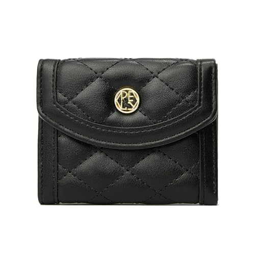 HAWILL Kleine Geldbörse Damen Portemonnaie Klein und im Kurzformat Geldbeutel Mini Brieftasche Leder Mode Linge Kartenetui mit 7 Kartenfächer und 1 Reißverschlüsse Münzfach (Schwarz) von HAWILL