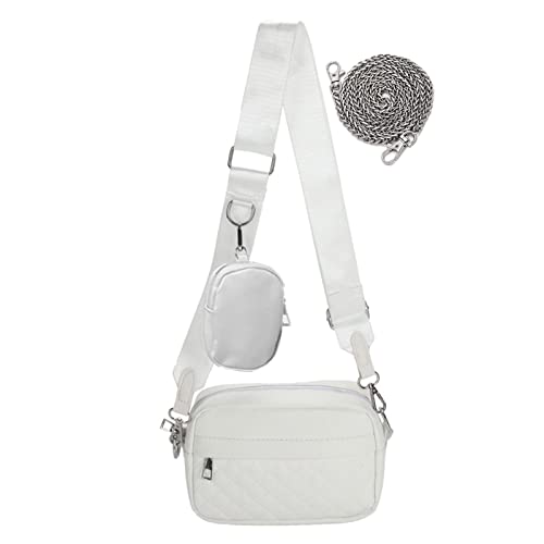 HAWILL Umhängetasche Damen Breiter Gurt Klein Handytasche zum Umhängen Leder Schultertasche mit Münze Geldbörse Linge Crossbody Tasche für iPhone 14/14 Plus/13/12/11/XR (Weiß) von HAWILL