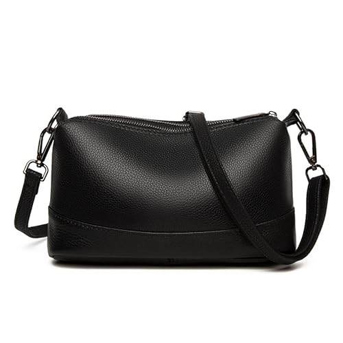 Umhängetasche Damen Klein Handtasche Leder Crossbody Bag Schultertasche Stylisch Moderne Taschen mit Verstellbar Abnehmbar Schultergurt für iPhone Samsung Huawei (Schwarz) von HAWILL